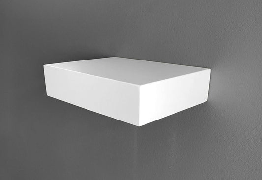 White floating wall shelf by Beetle Wood mounted on a grey wall