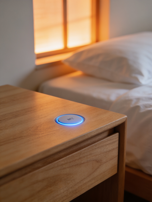 Comodino con compartimento segreto e apertura NFC per anziani — Beetle Wood®