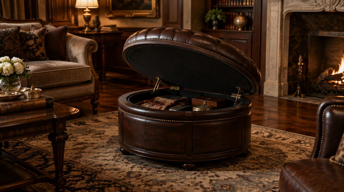 Puf otomano compartimento secreto salón - Beetle Wood