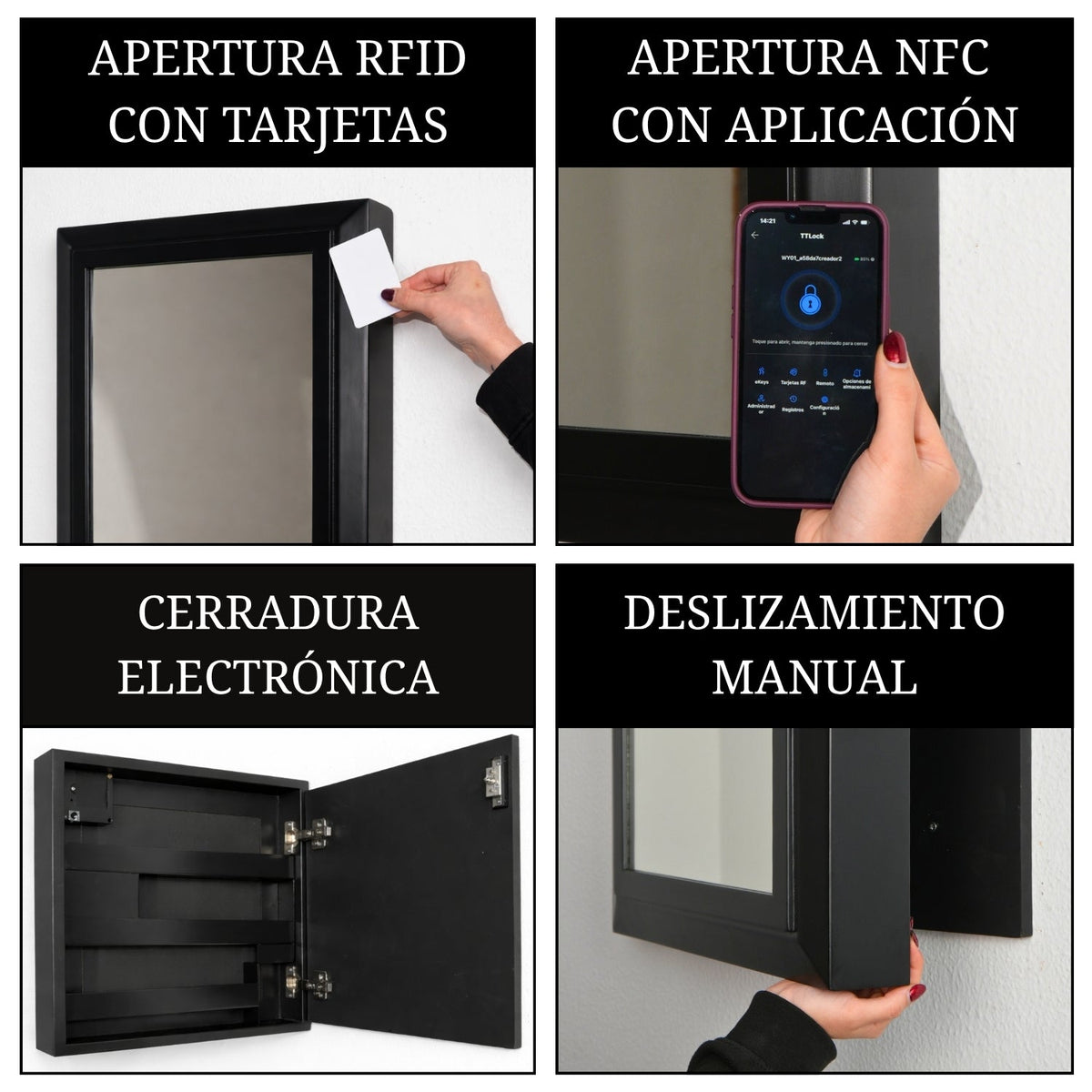 BeetleLux Negro — apertura NFC