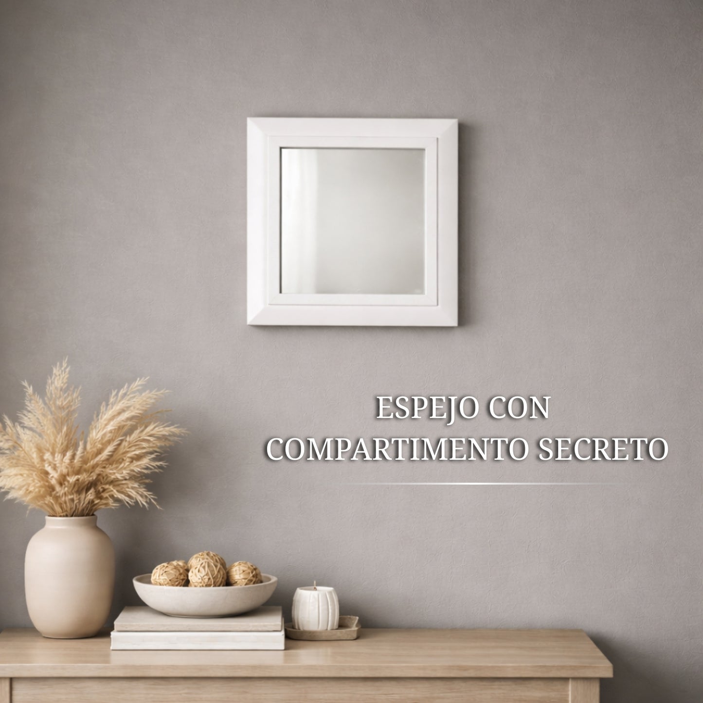 espejo de pared con escondite secreto integrado y sistema de ocultación para seguridad en el hogar