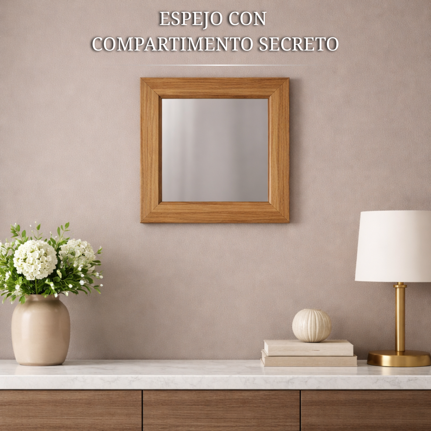 espejo con compartimento secreto de madera diseño oculto para proteger objetos de valor en el hogar