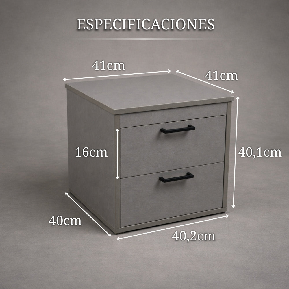 mesita de noche con compartimento secreto con medidas 41 cm ancho 40 cm fondo 40,1 cm alto y diseño compacto para dormitorio
