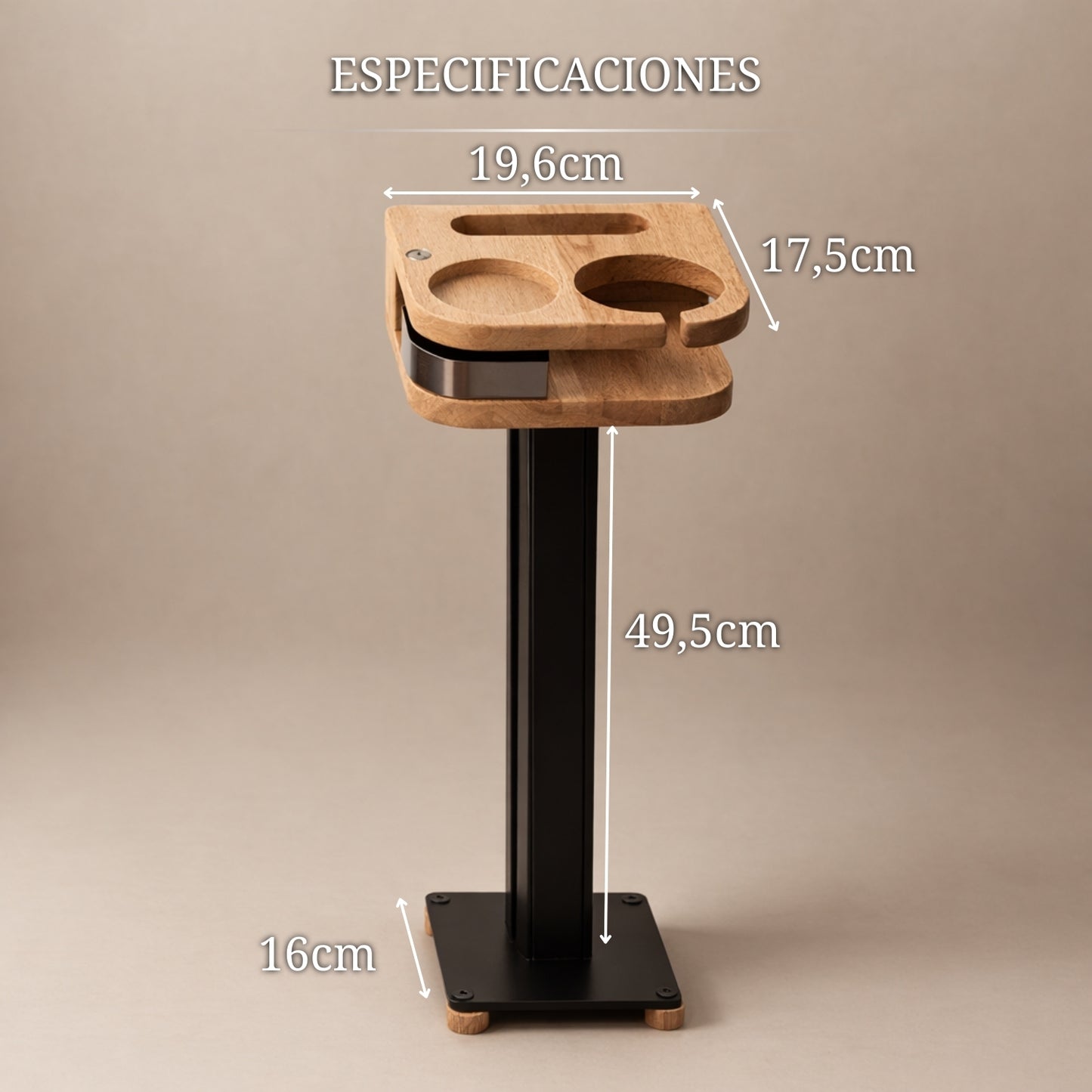 Medidas de mesa auxiliar con compartimento secreto y diseño compacto para espacios pequeños